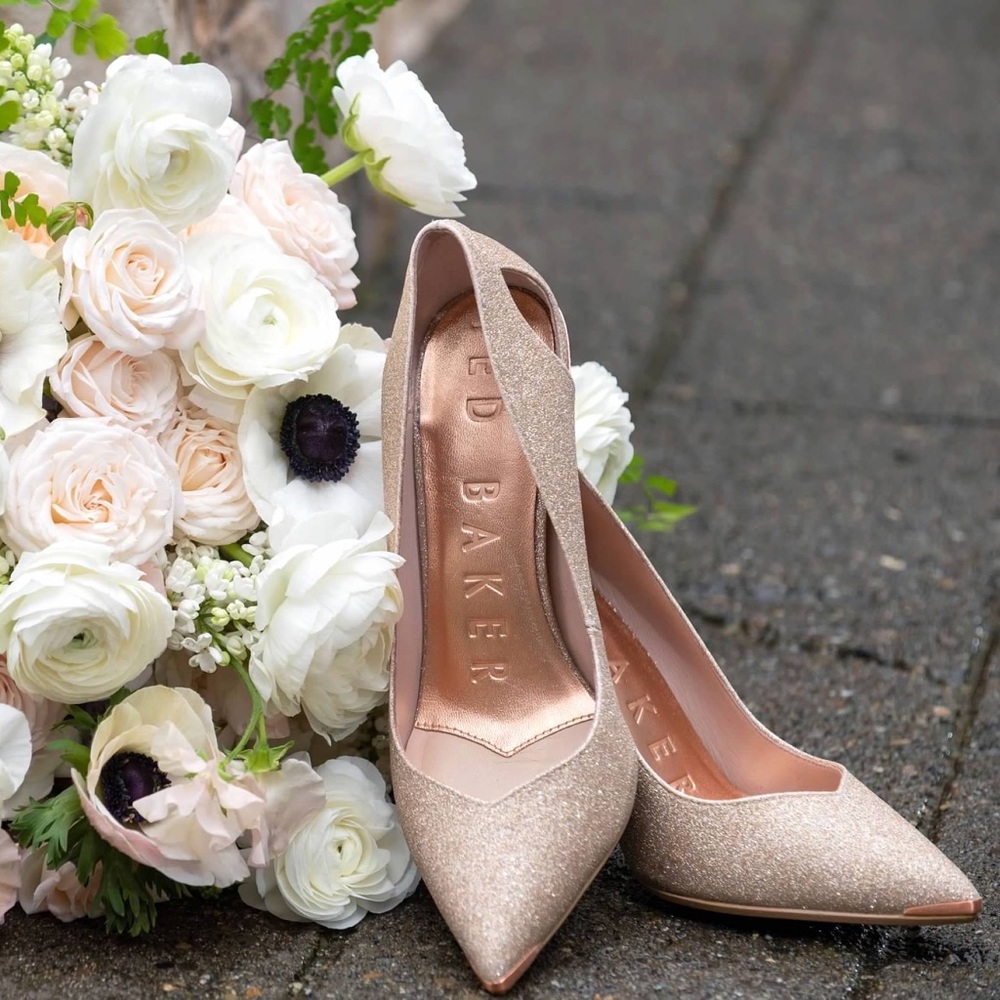 💕TED BAKER💕 Mishiam Gold Stiletto Cut Out Heels Wedding Shoes